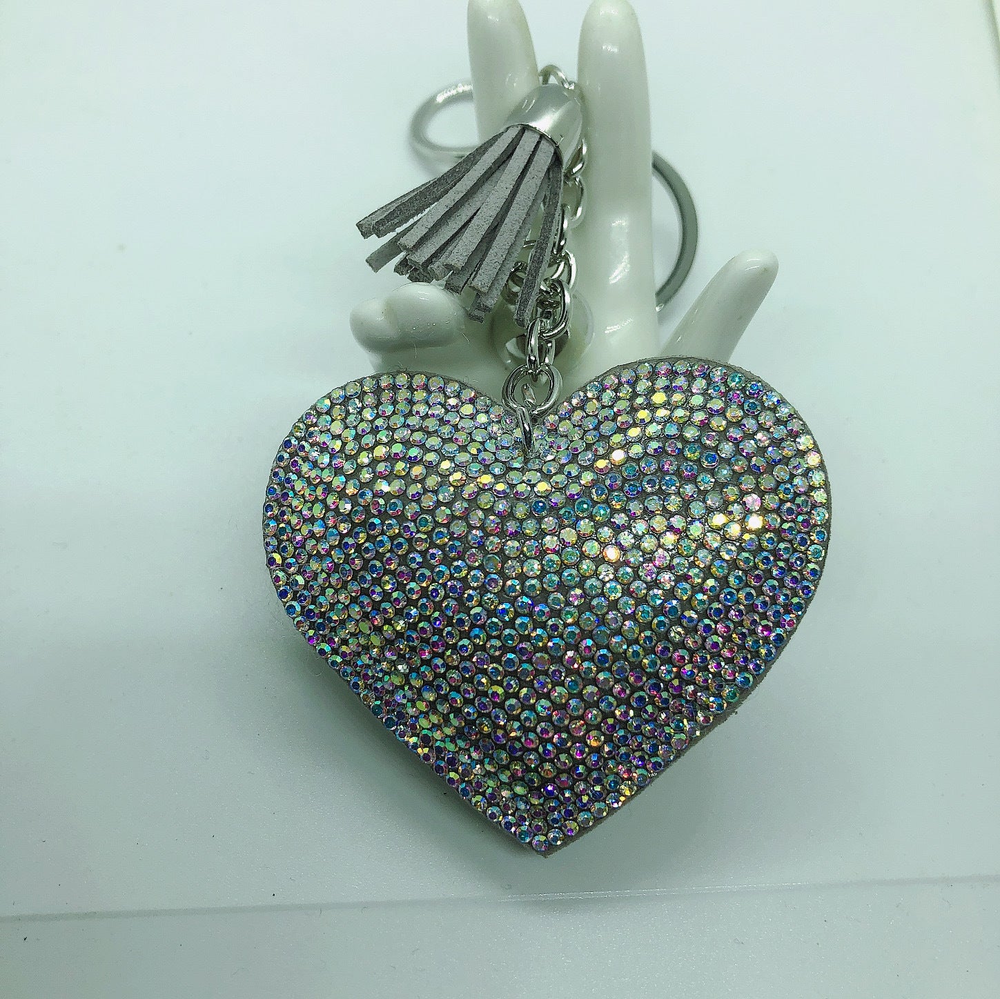 Wholesale 12pcs Heart Shape Hot Diamond Leather Keychain ACC-KC-DC001