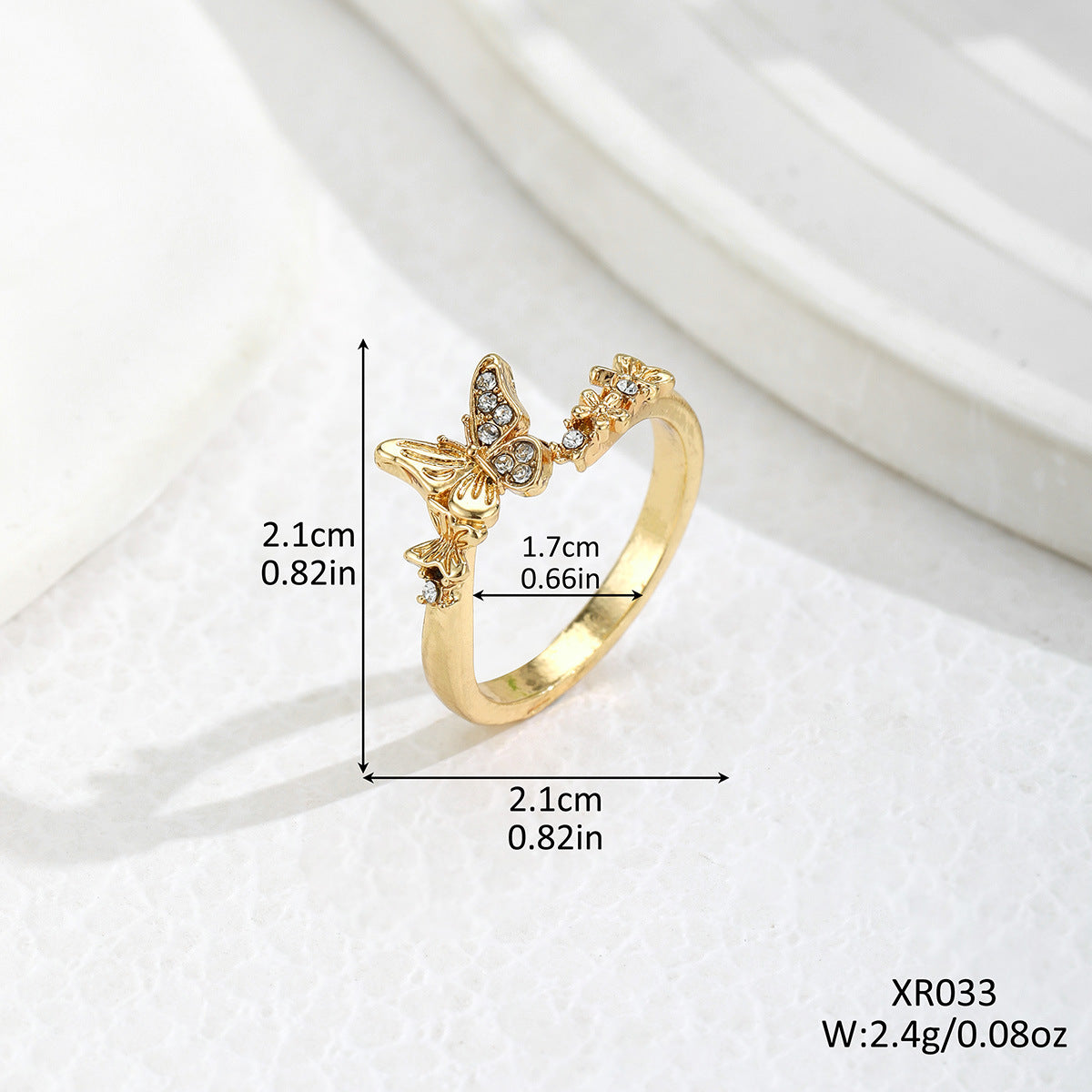Wholesale Diamond Butterfly Adjustable Ring ACC-RS-QingHe005