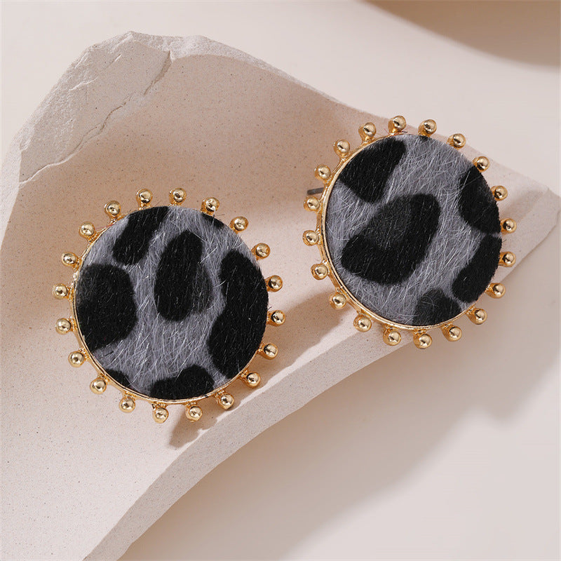 Wholesale  Leopard Earrings Round Geometric Jewelry