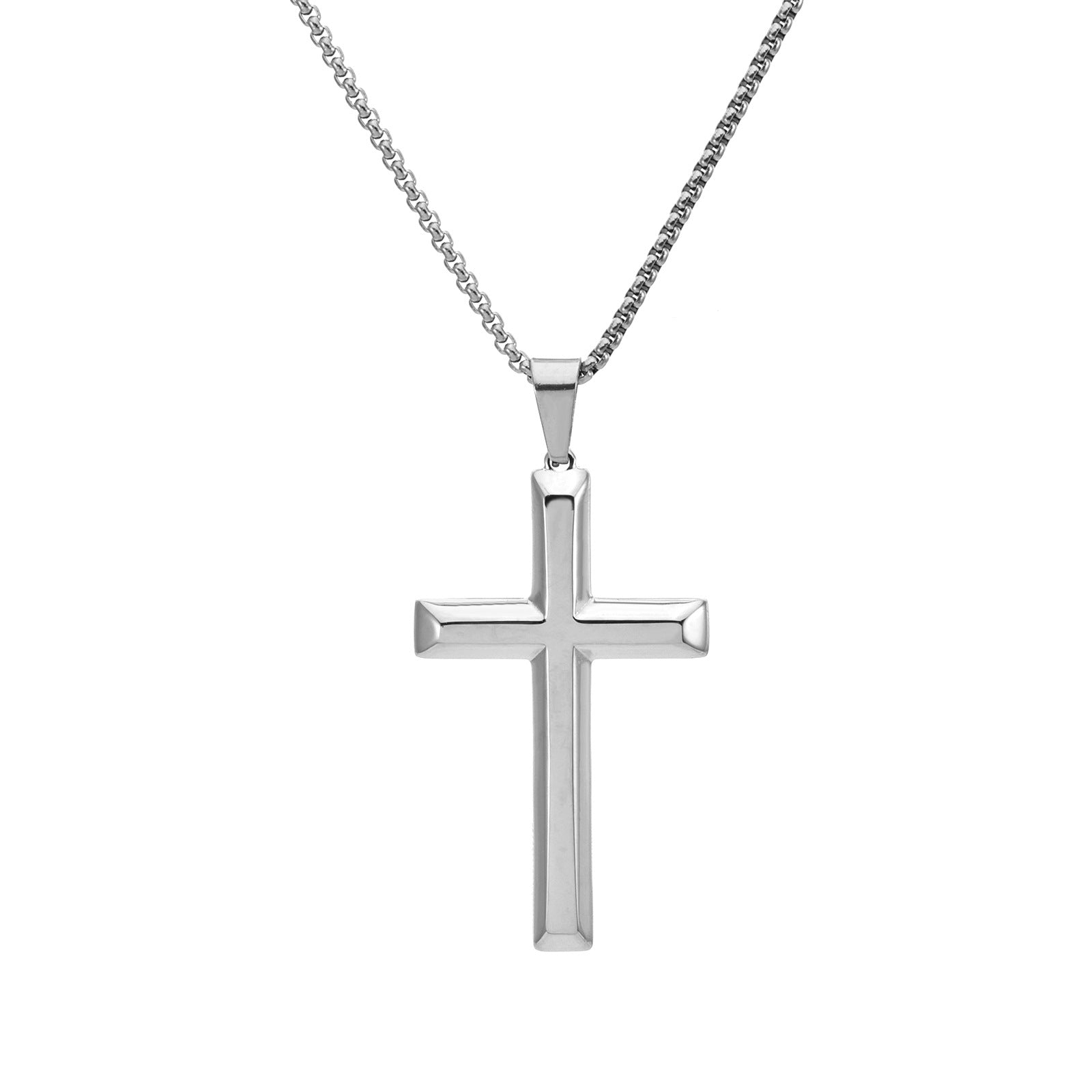 Wholesale titanium steel glossy cross pendant  necklace