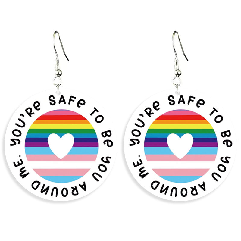 Wholesale Rainbow Love Earrings