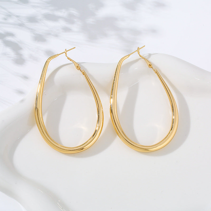 Wholesale metal style geometric oval earrings