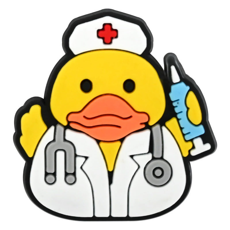 Wholesale Random 100pcs Cute Little Yellow Duck  PVC Soft Rubber Shoe Buckle Decoration