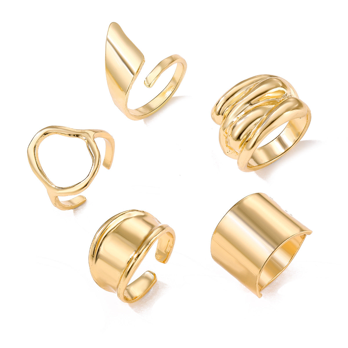 Wholesale 5pcs/set  geometric UV plating CCB material exaggerated special-shaped ring