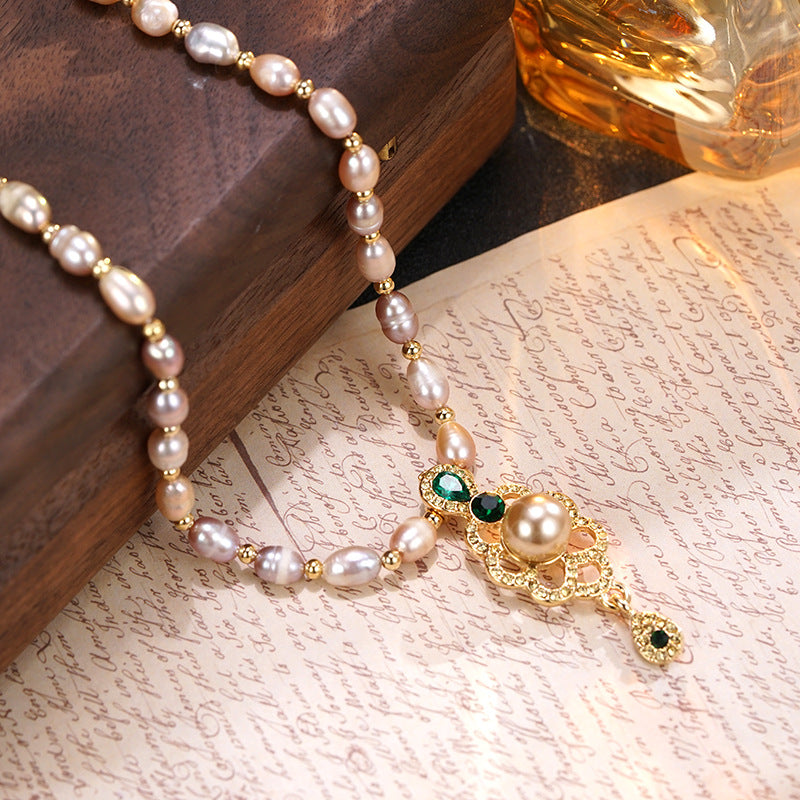 Wholesale Colored Pearl Necklace  All-match Clavicle Chain