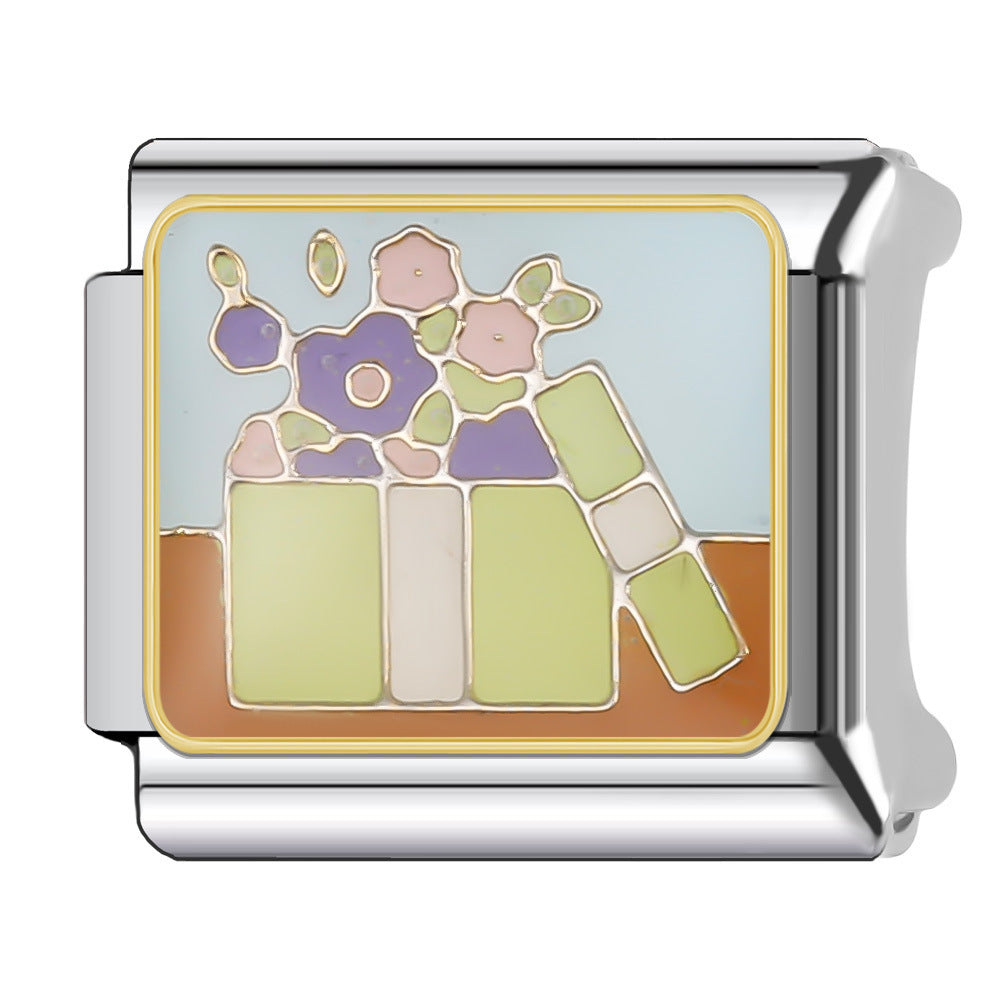 Wholesale Italian Charm Bracelet 9mm DIY Splicing Stainless Steel Wedding Couple Anniversary Cartoon Composable Bracelet