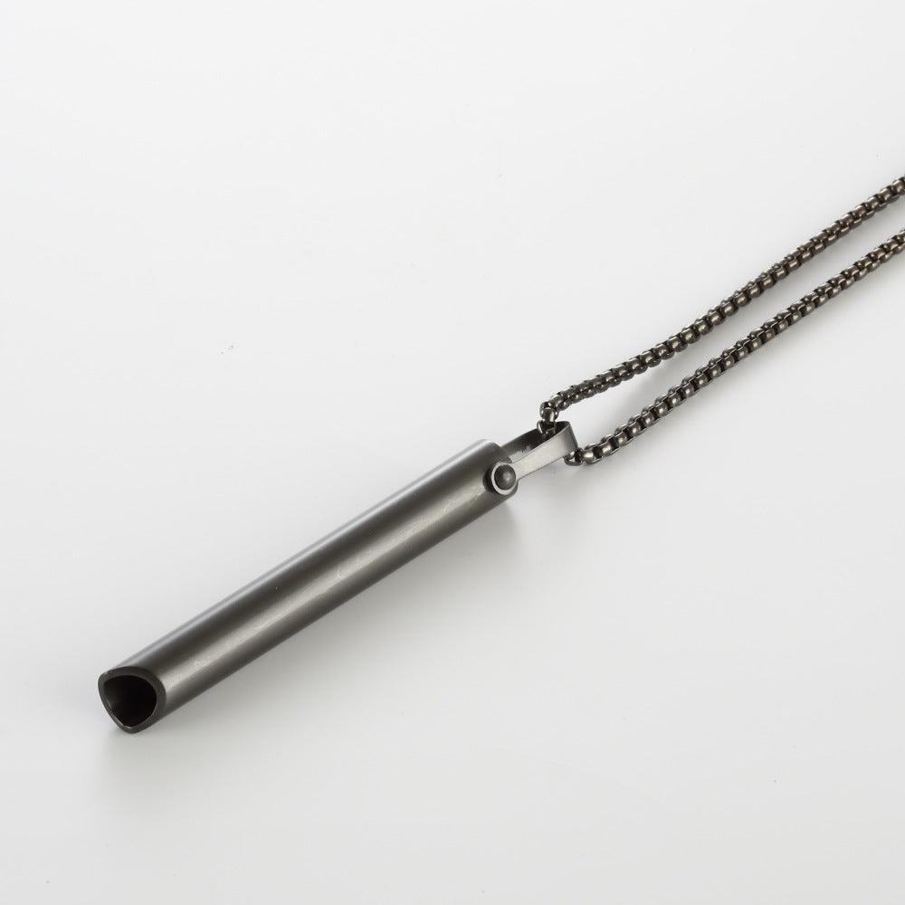 Wholesale Yoga Meditation Stress Relief Whistle Stainless Steel Necklace ACC-NE-QinShi004