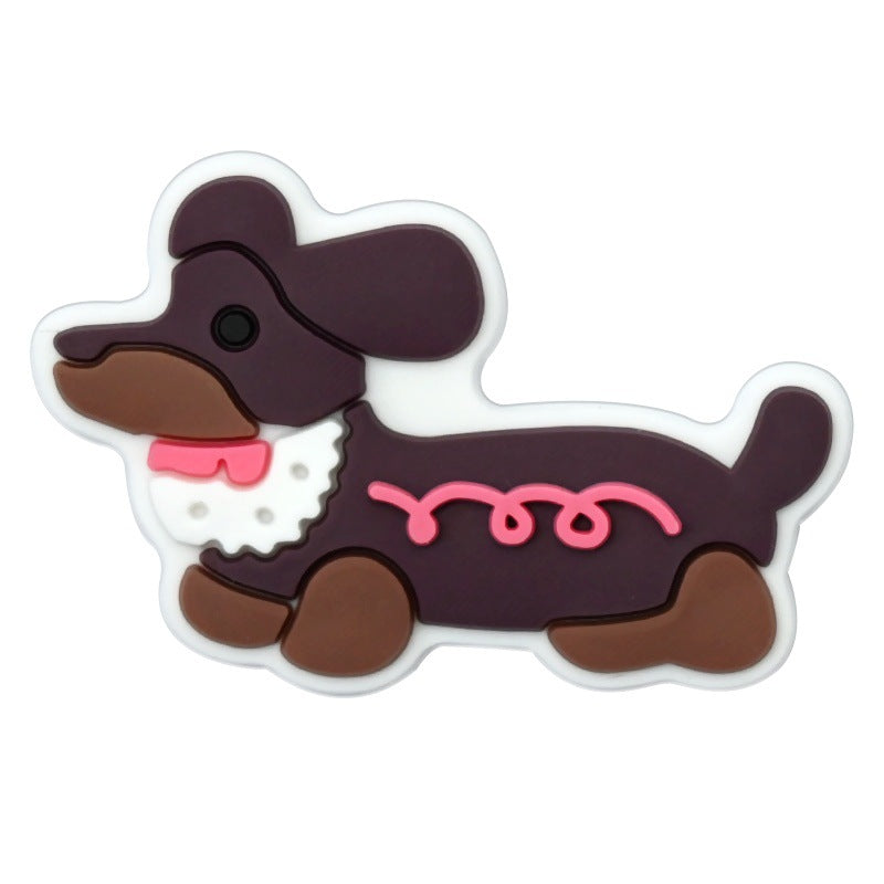 Wholesale   Random 100pcs Cartoon dachshund PVC Soft Rubber Shoe Buckle Decoration