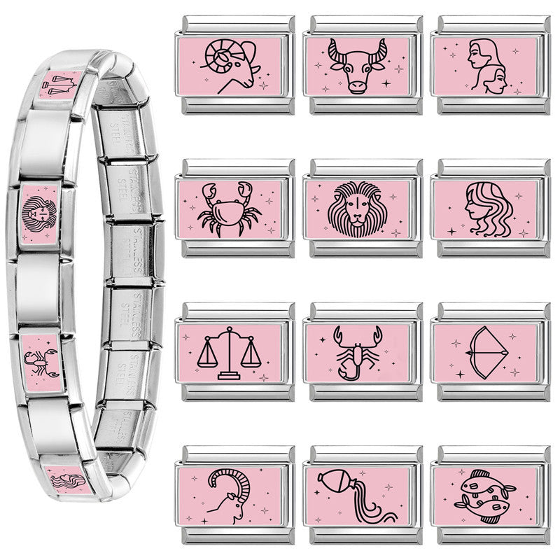 Wholesale 9mm Italian Charm Starter Bracelets DIY Twelve Contion Series Stainless Steel Composable Bracelet