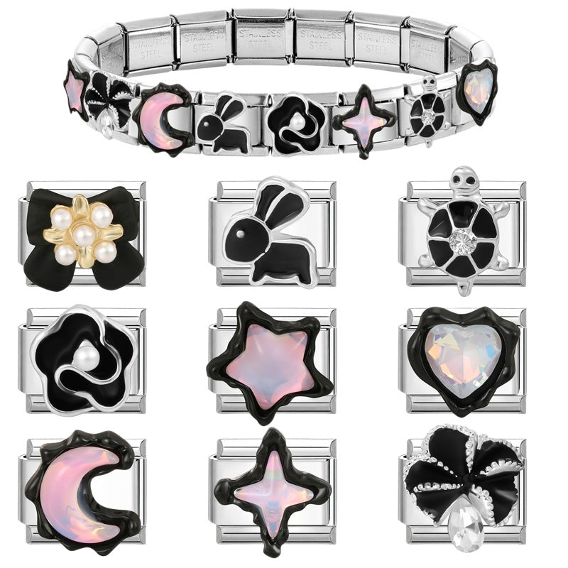 Wholesale Rabbit Love Star Theme Stainless Steel DIY Bracelet Parts Trendy Jewelry Accessory