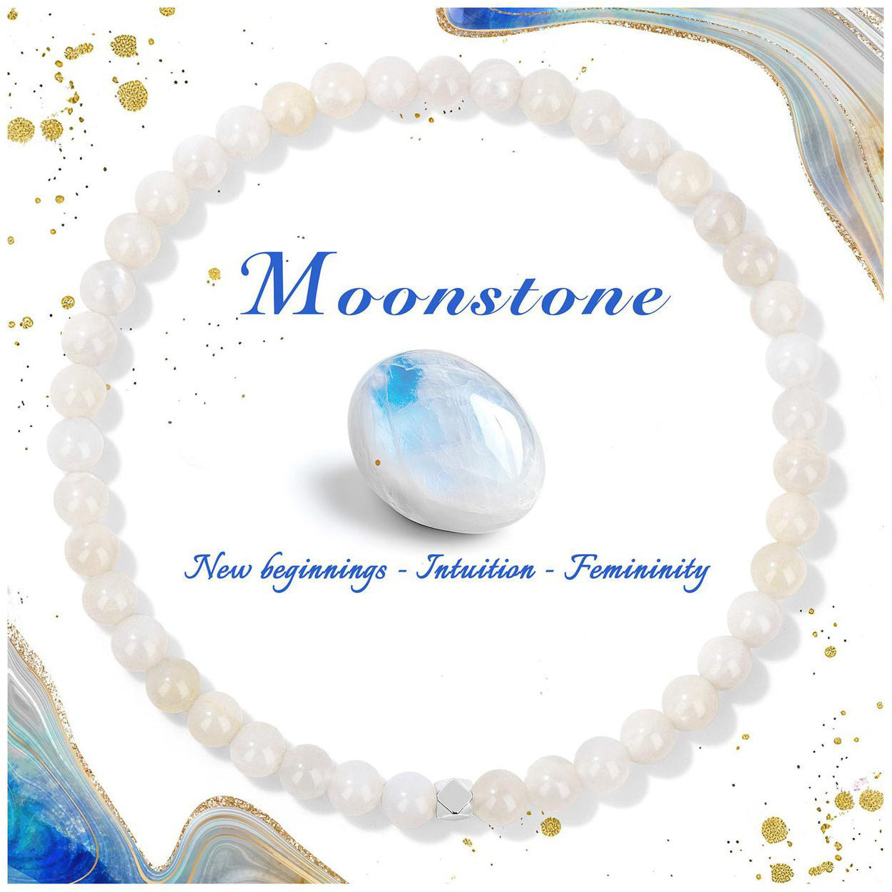 Wholesale Natural Crystal  Stainless Steel Beaded Stretch Rope Bracelet