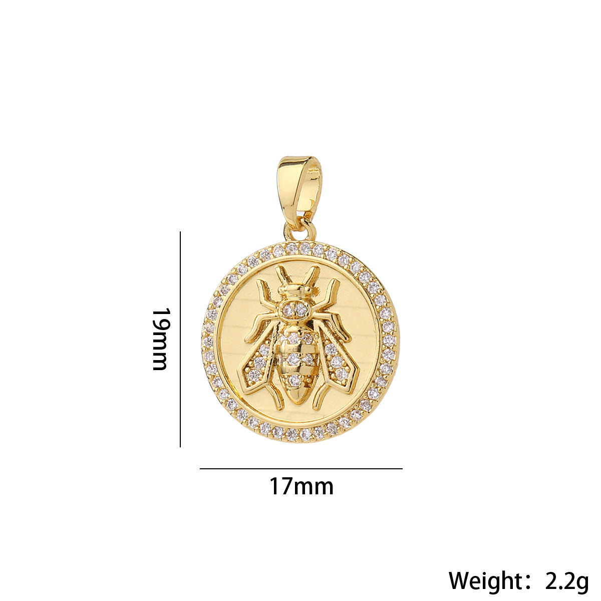 Wholesale Gold Plated Brass Honeycomb Bee Pendant Micro Set Zircon Charm DIY Jewelry Accessory Gift Boutique Resale