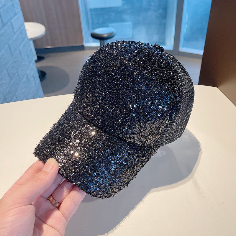 Wholesale sequin baseball cap breathable sun net hat