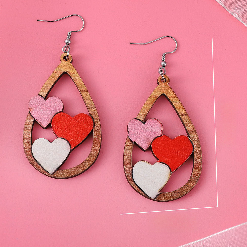 Wholesale  Valentine's Day Plaid Leopard Print Wave Dot Love Earrings