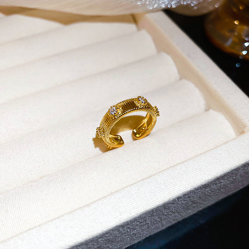 Wholesale zircon tiger eye open ring