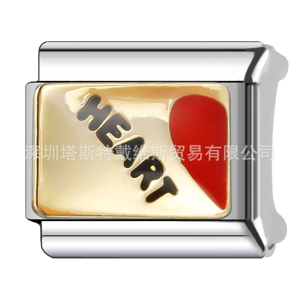 Wholesale  Italian Charm Bracelet 9mm DIY single section Creative Stainless Steel Composable Bracelet