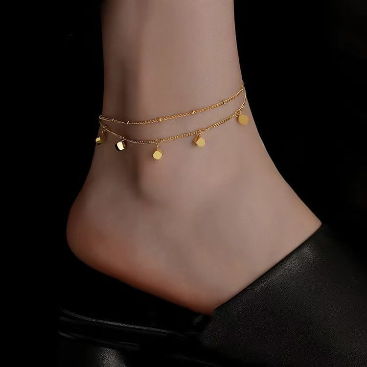Wholesale Double Layer Square Titanium Steel Anklets ACC-AS-Qiyun002