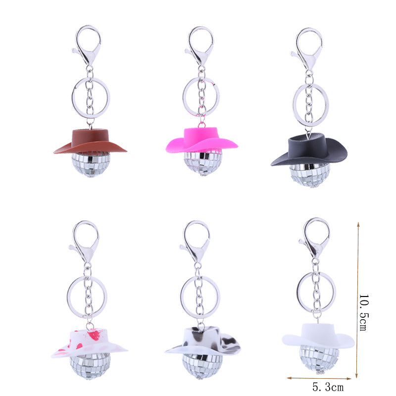 Wholesale Cowboy Hat Disco Mirror Ball Keychain ACC-KC-CT001