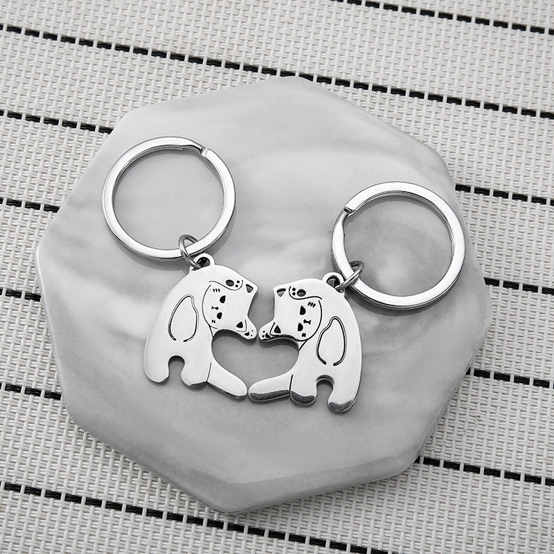 Wholesale Cartoon Heart Cat Stainless Steel Keychains ACC-KC-JinZhu012