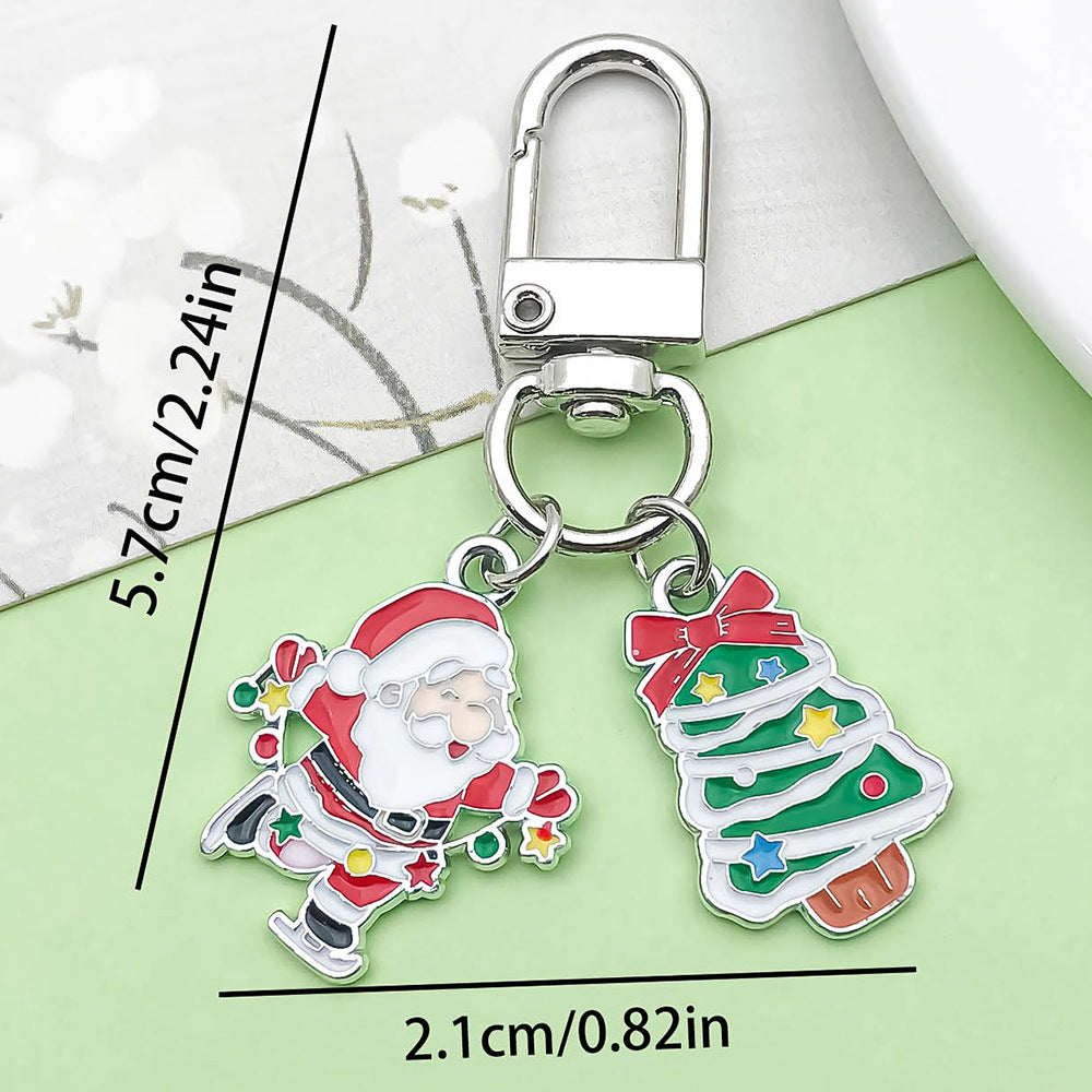 Wholesale Christmas oil drop alloy  snowman bell  keychain