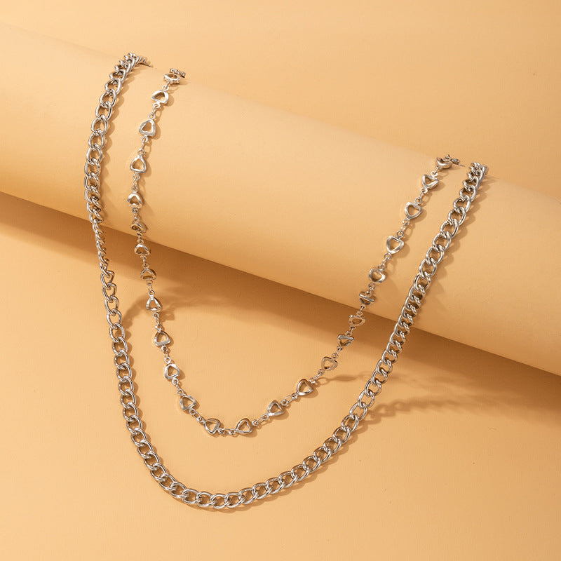 Wholesale Silver Love Punk Style Valentine's Day Double Sweater Chain ACC-NE-YongGe024