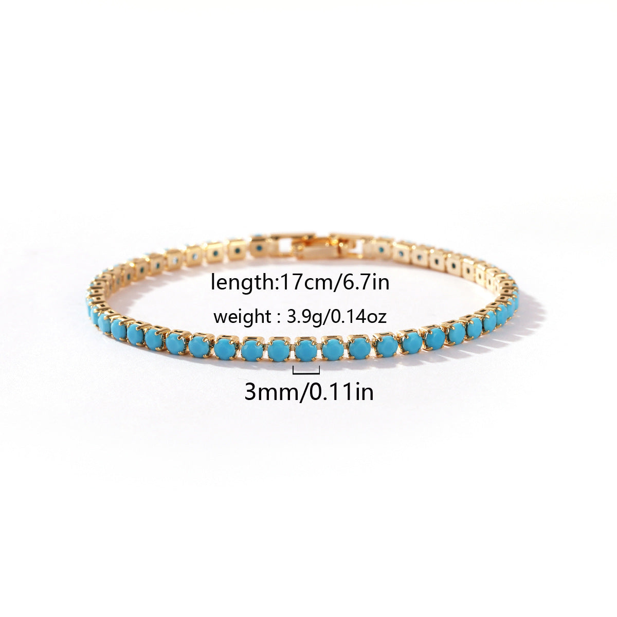 Wholesale 18k Gold Plated Zircon Bracelet,  Blue Turquoise Design,  Boutique Jewelry Accessory