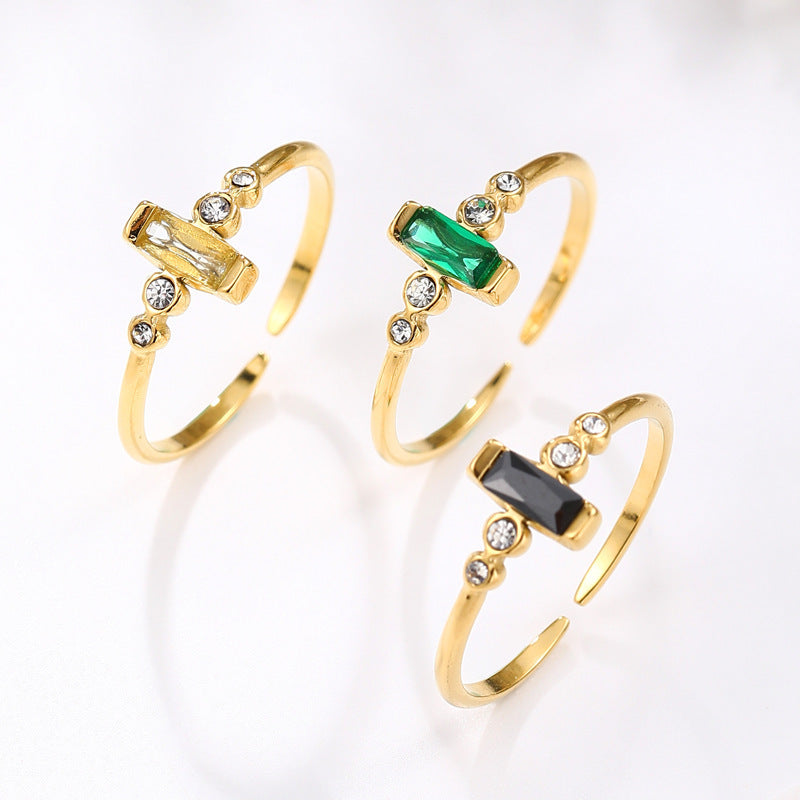 Wholesale  Retro Sun Diamond-encrusted Titanium Steel Color Treasure Ring