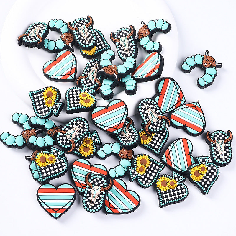 Wholesale 20pcs Western Style Aztec Turquoise Silicone Focal Beads ACC-BDS-RongFa034