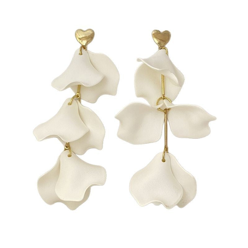 Wholesale  White Petal Long Earrings