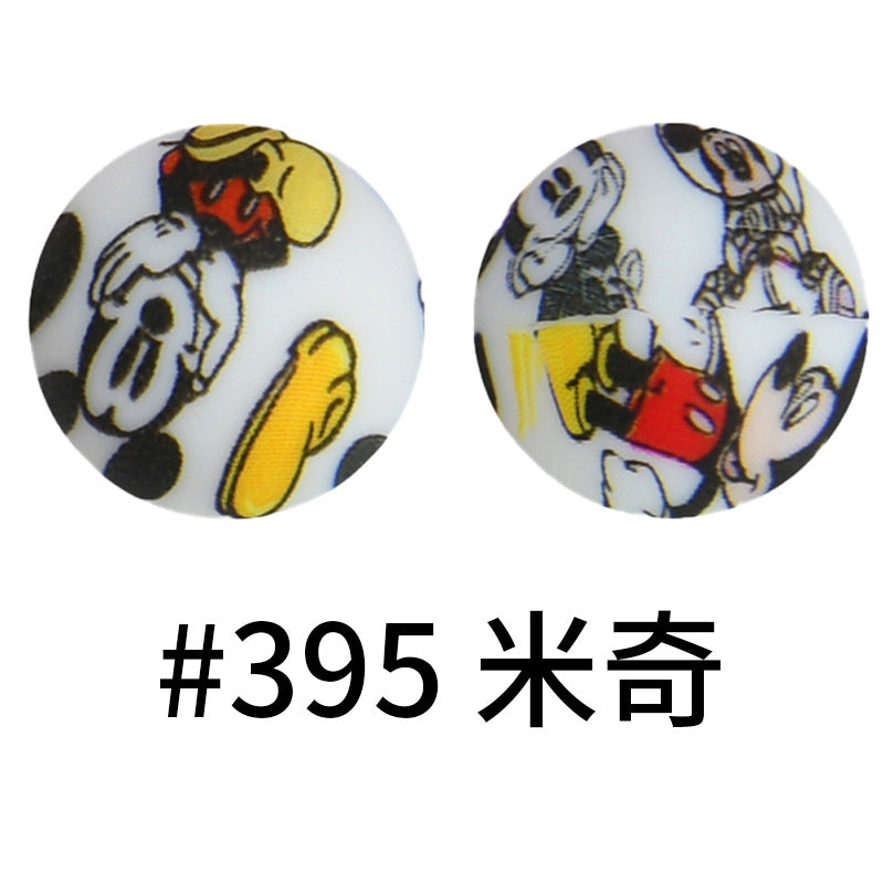 Wholesale 50pcs Western Style Leopard Skull Color Aztec Printed Silicone Balls Beads ACC-BDS-HeSheng003