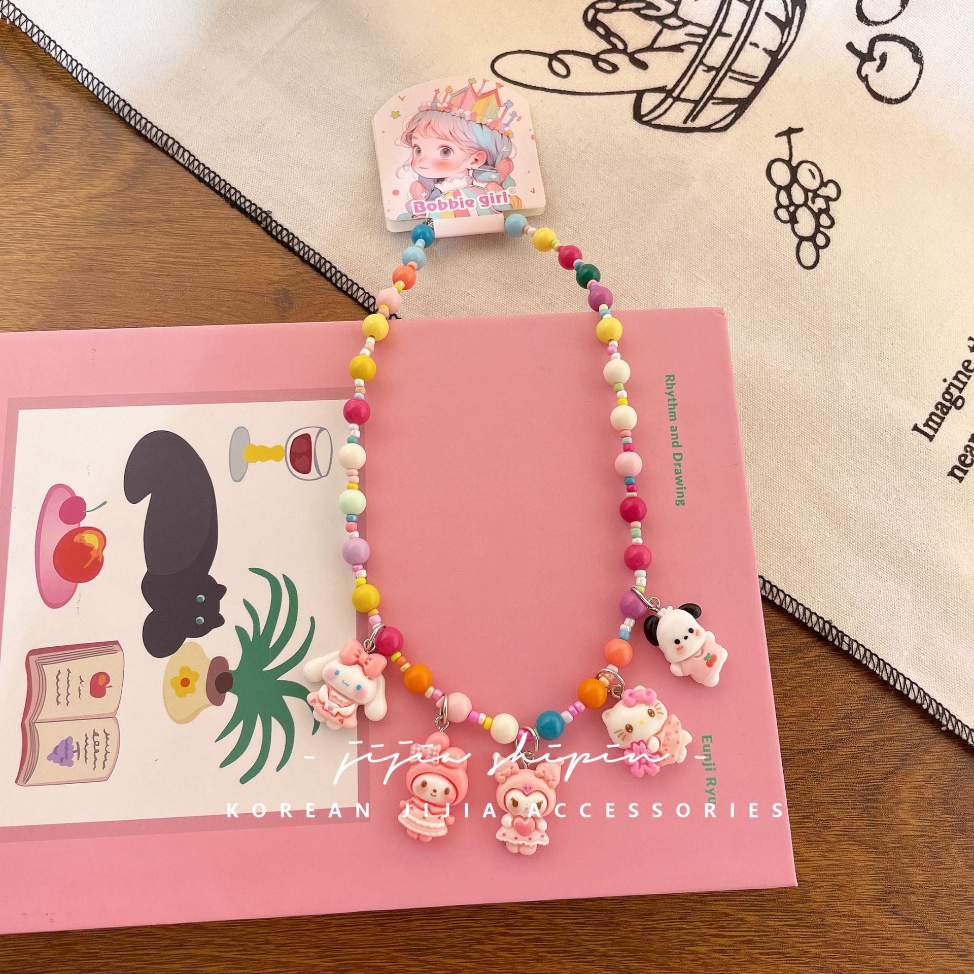 Wholesale Colorful cartoon Christmas beaded necklace