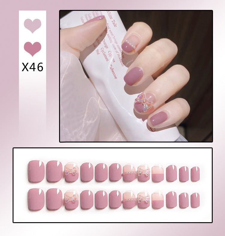 Wholesale 24 Pieces/box Diamond Butterfly Glitter Nail Art Press-on Nails Kits Nail Stickers ACC-NS-DiNa002