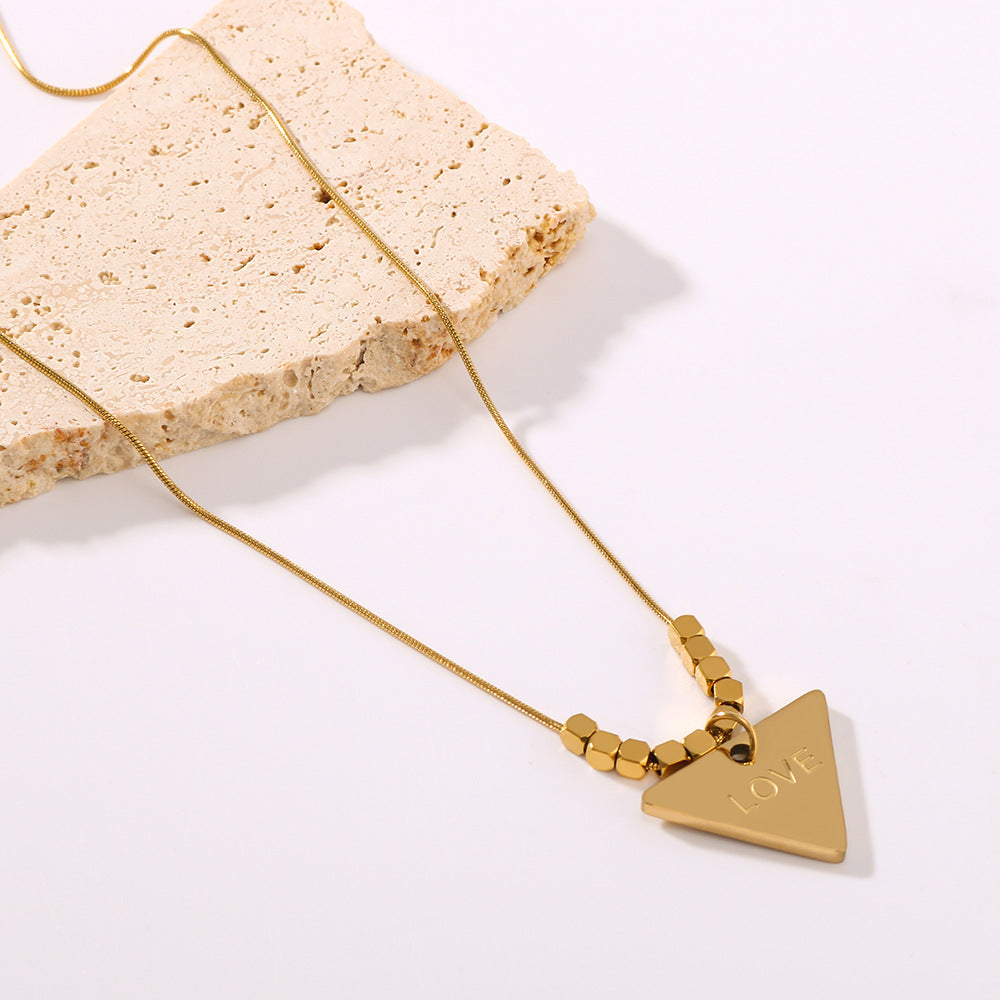 Wholesale titanium steel triangle tag with letter pendant necklace