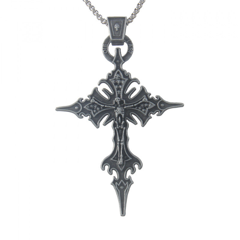 Wholesale Gothic Skull Cross Stainless Steel Necklace Punk Men S Everyday Jewelry Accessory