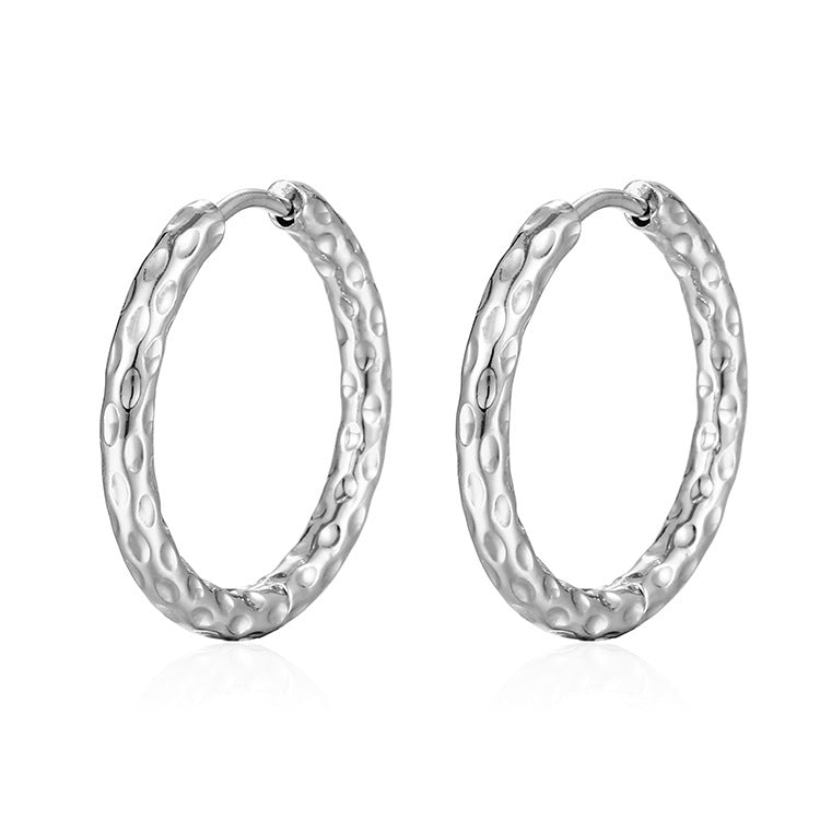 Wholesale Stainless Steel Round 18K Silver Plated Earrings