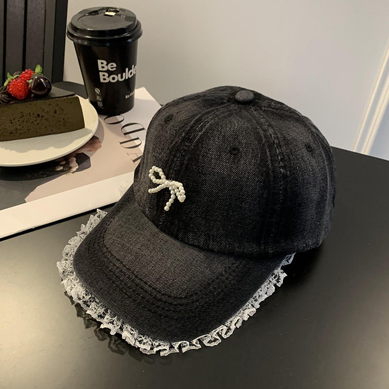 Wholesale  Lace-Trimmed Denim Baseball Cap