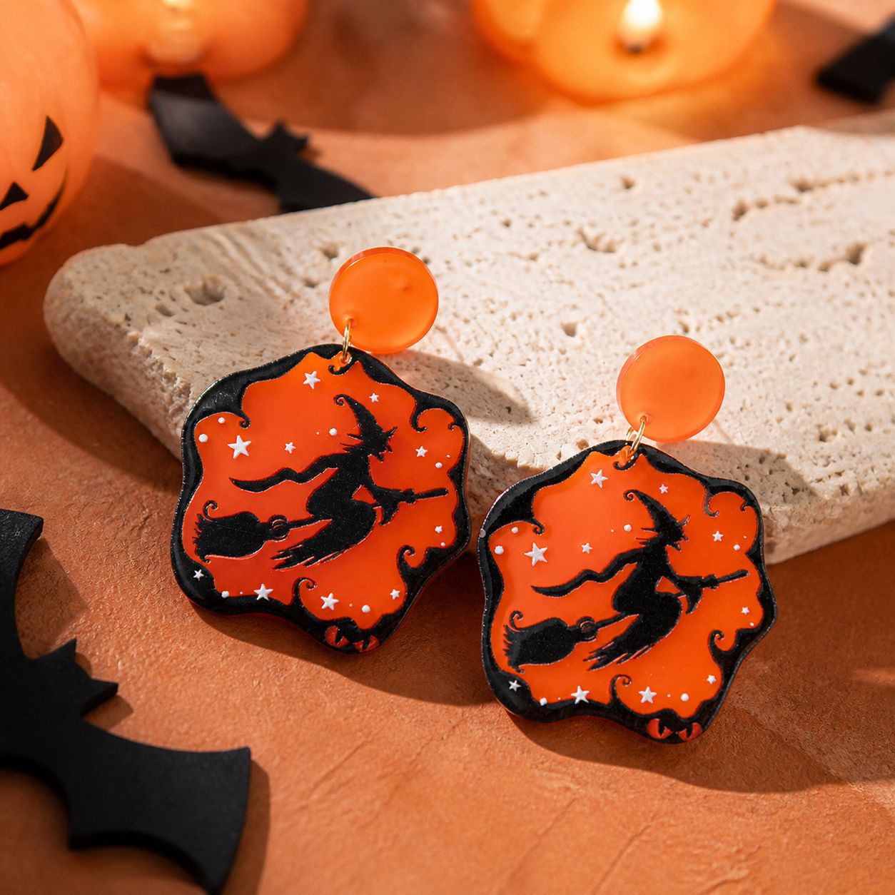Wholesale Gothic  Earrings Acrylic Ghost Pumpkin Bat Skull Party Jewelry Accessory