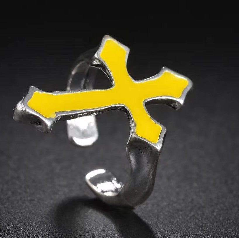 Wholesale Vintage Black big cross open ring