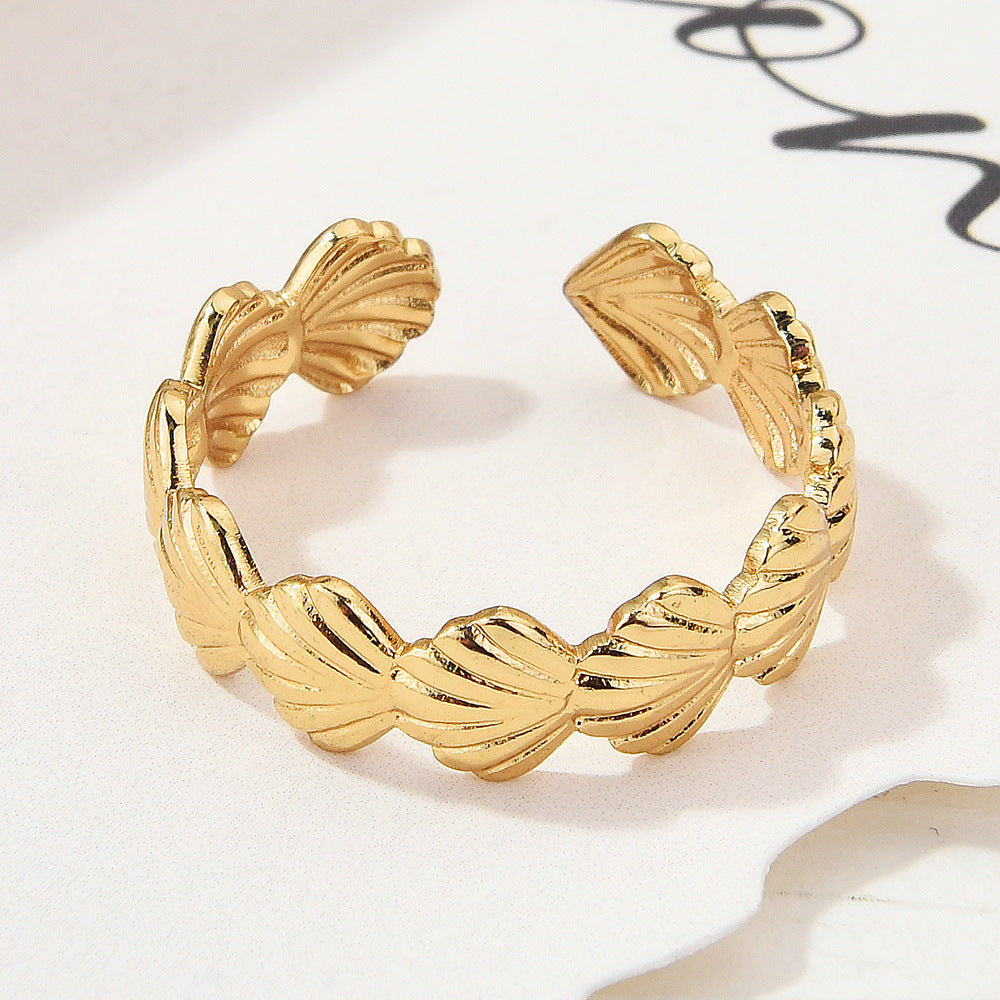 Wholesale Gold Plated Titanium Steel Geometric Eye Adjustable Ring Boutique Resale