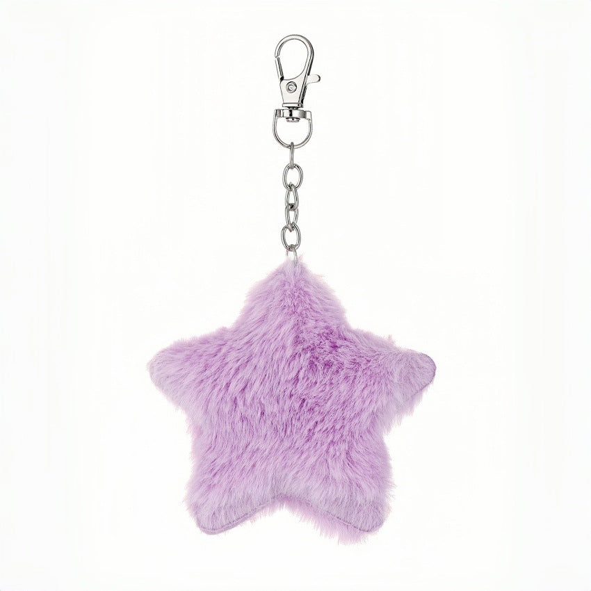 Wholesale New Autumn and Winter Five-Pointed Star Plush Keychain Pendant Small Gift Imitation Rabbit Fur Ball Star Women' s Bag Car Pendant