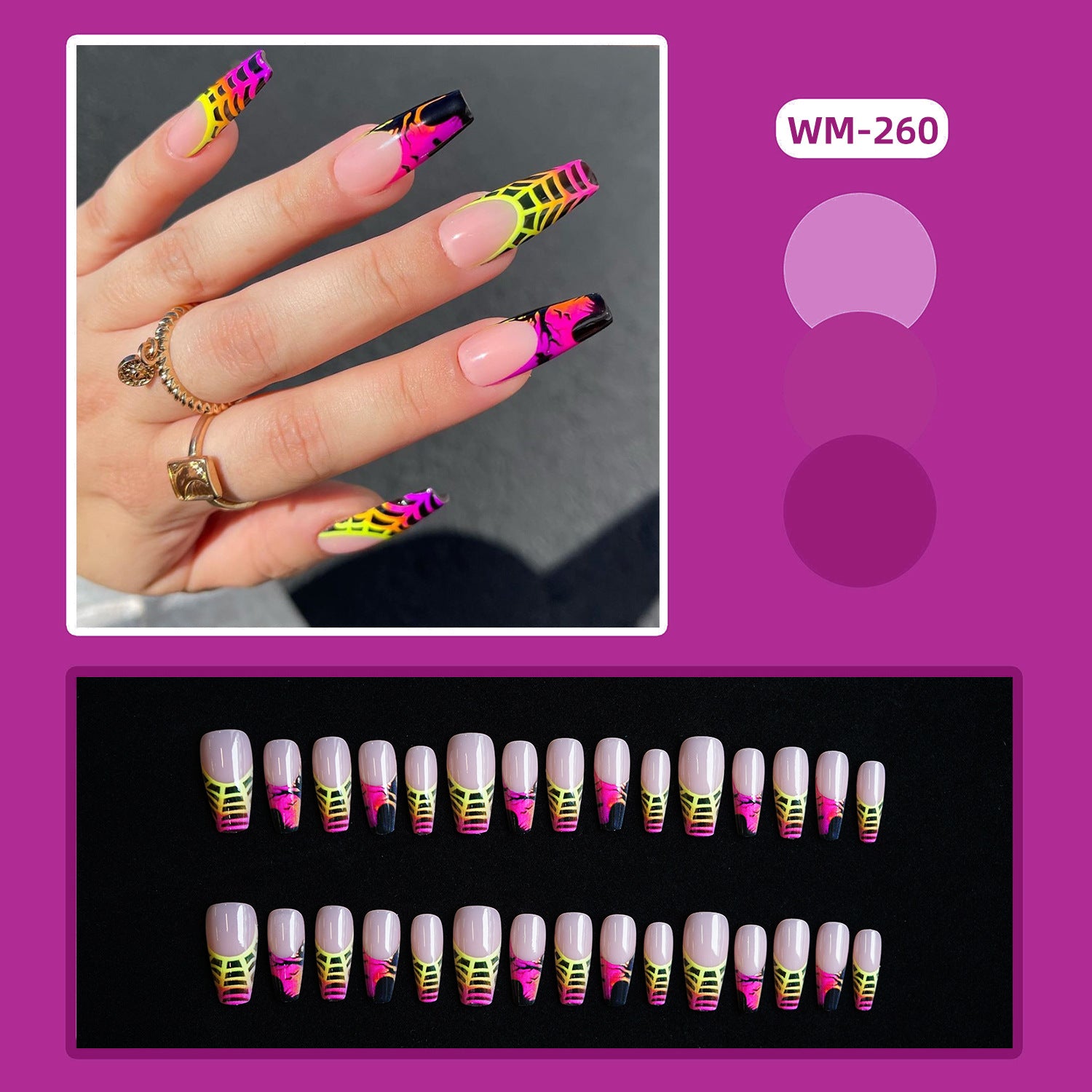 Wholesale 24 Pieces/ box  Purple Ghost Nails Kits Nail Stickers