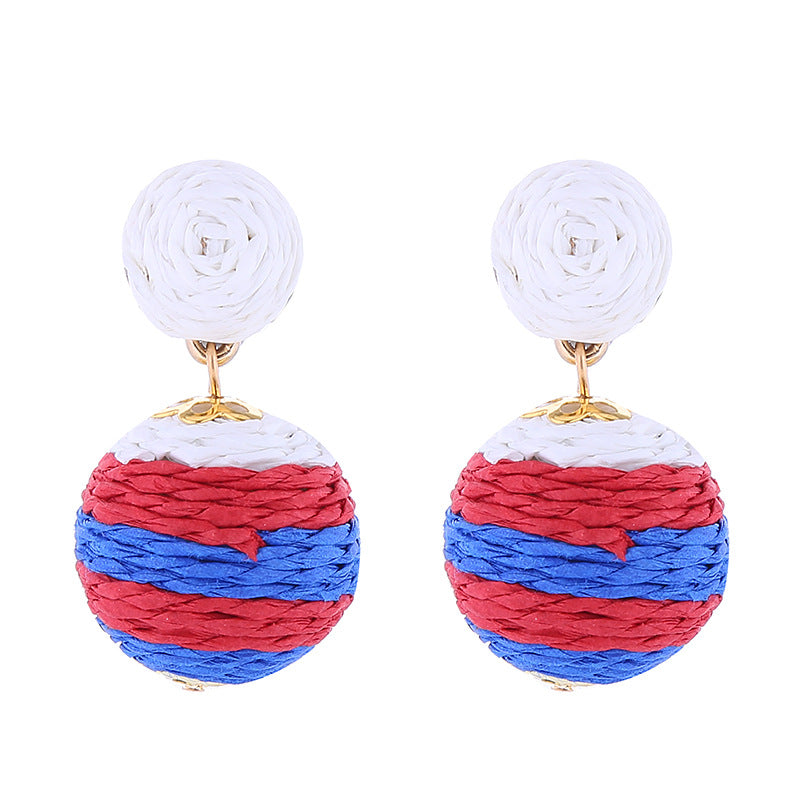 Wholesale American Independence Day Fashionable Minimalist Handwoven Earrings