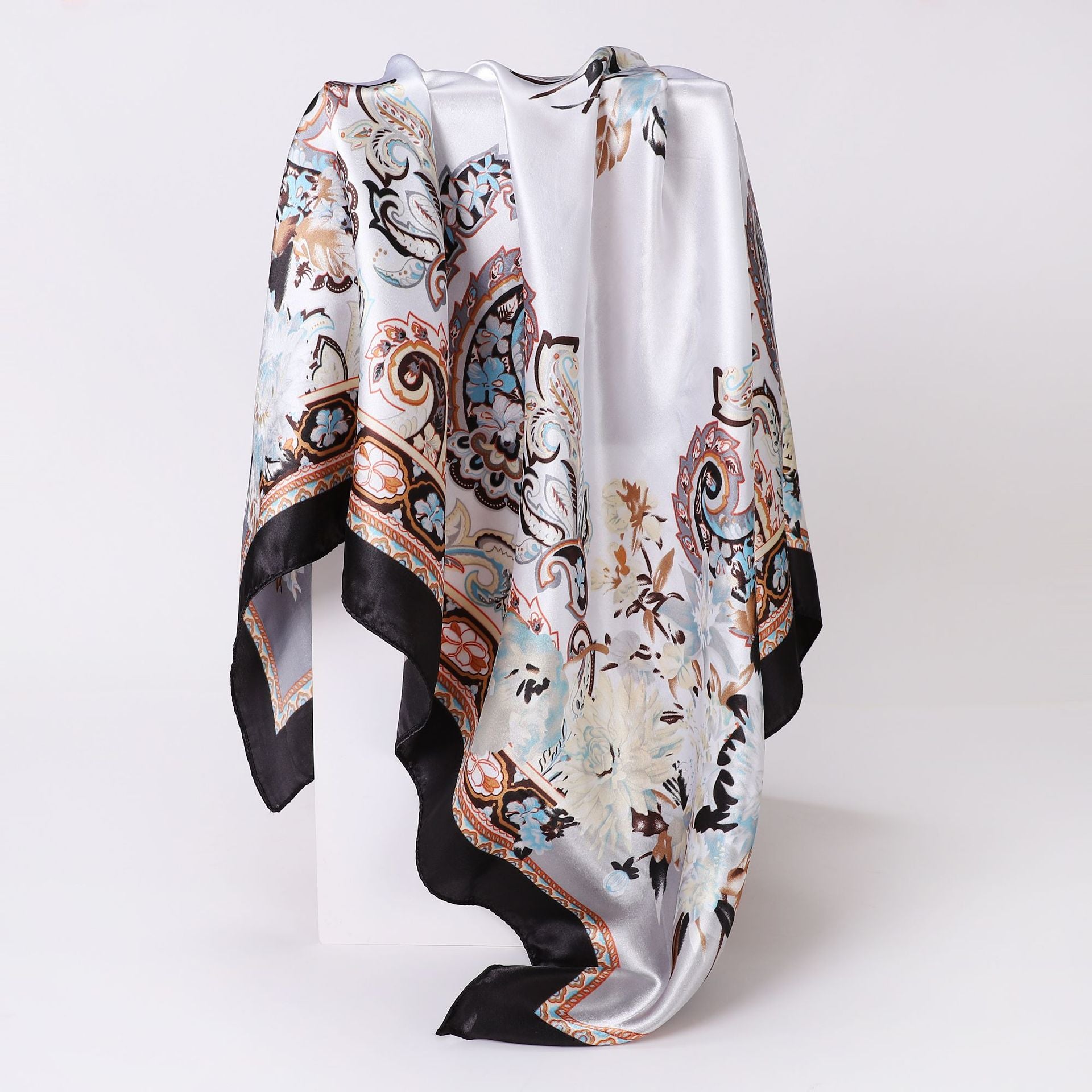Wholesale Retro Printed Satin 90cm Silk Scarf