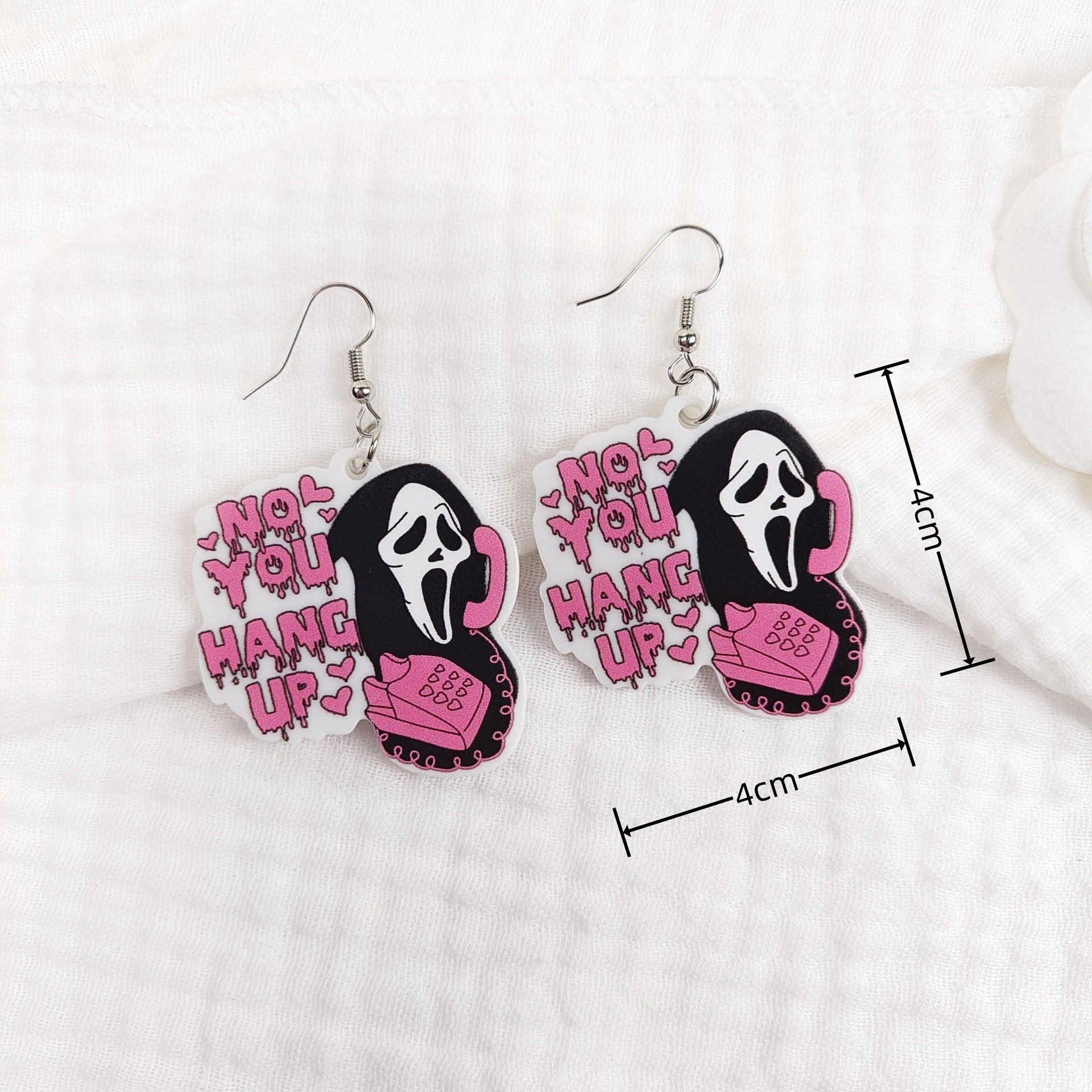 Wholesale Halloween Earrings Funny Pink Ghost Earrings Acrylic Earrings ACC-ES-Jiay004