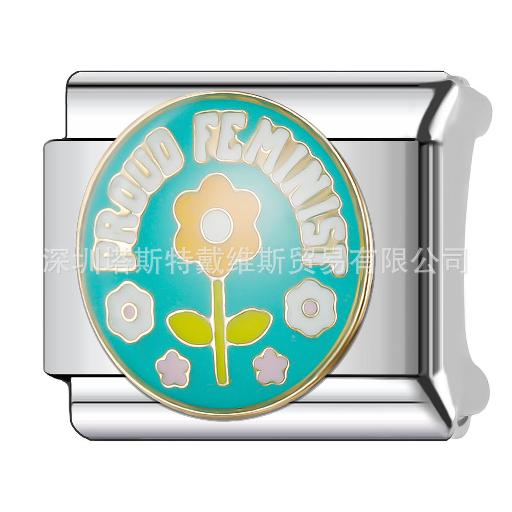 Wholesale  Italian Charm Bracelet 9mm DIY English Word Series Creative Stainless Steel Composable Bracelet