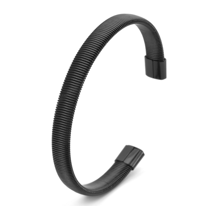 Wholesale Simple Elastic C- shaped Open Titanium steel Bracelet