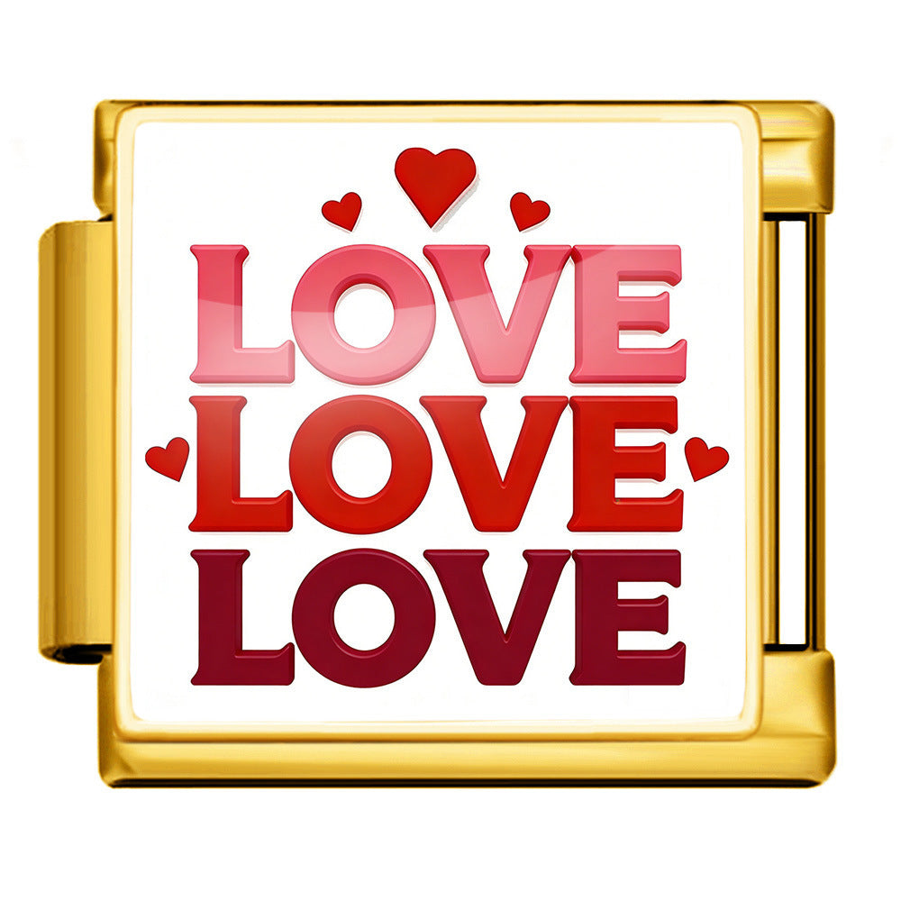 Wholesale Titanium Steel Love Series Square Pattern Modular Bracelet For Valentine S Day Gifts