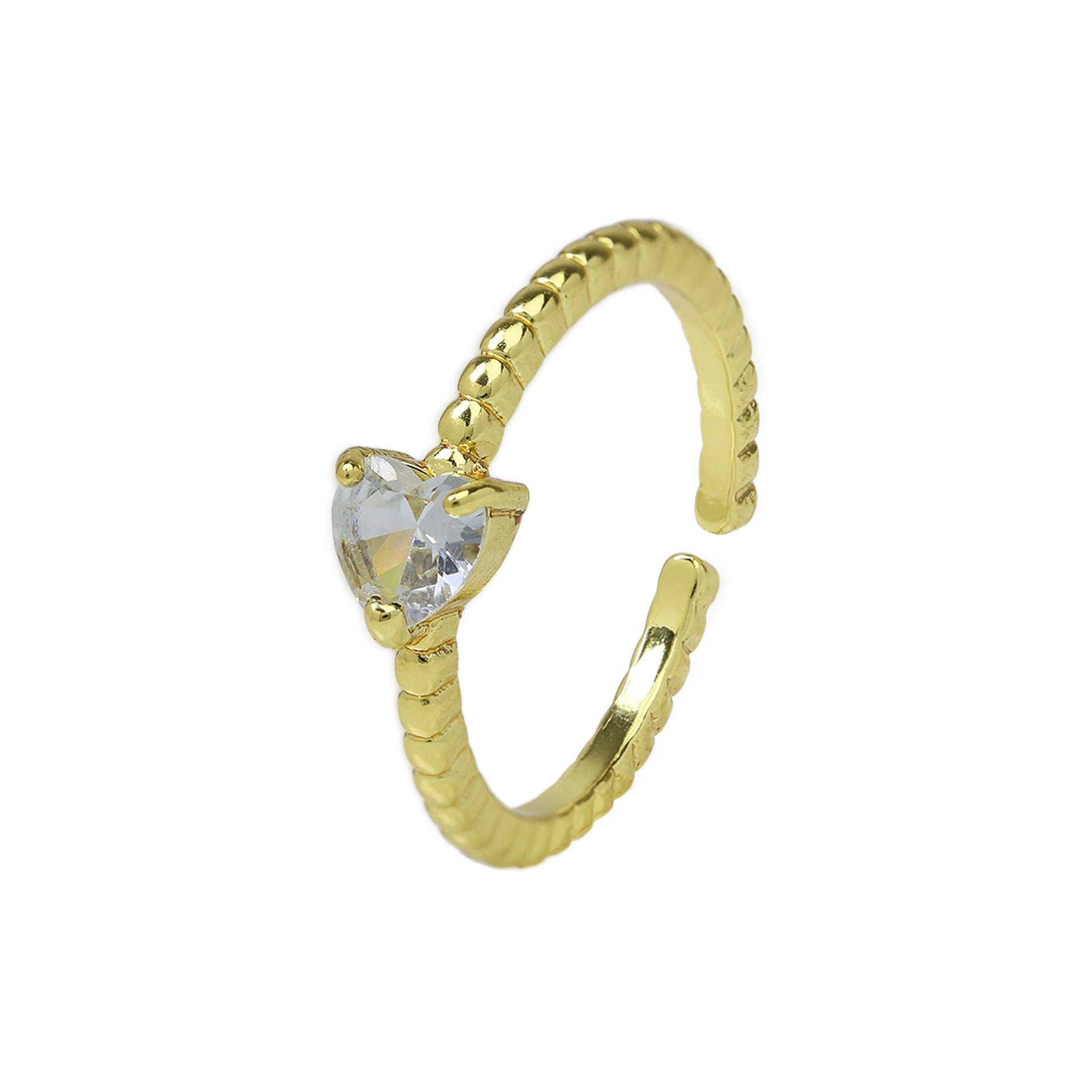 Wholesale brass color zirconium love heart-shaped ladies open ring