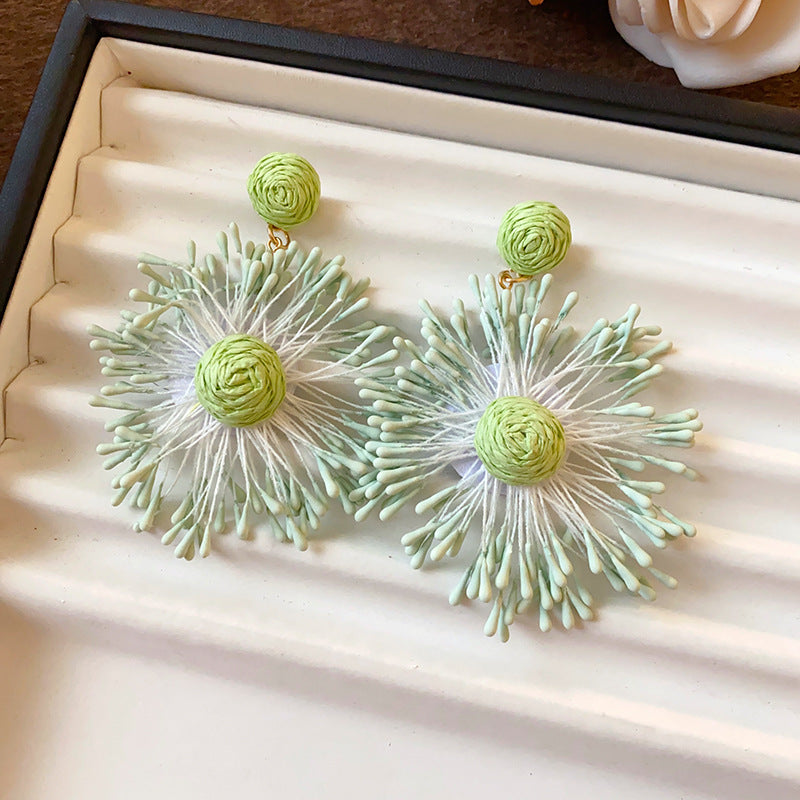 Wholesale Hand-woven Flower Fireworks Steel Needle Earrings