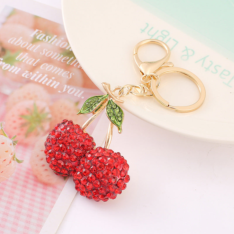 Wholesale 5pcs Cherry Rhinestone Alloy Keychain ACC-KC-YuanFei007
